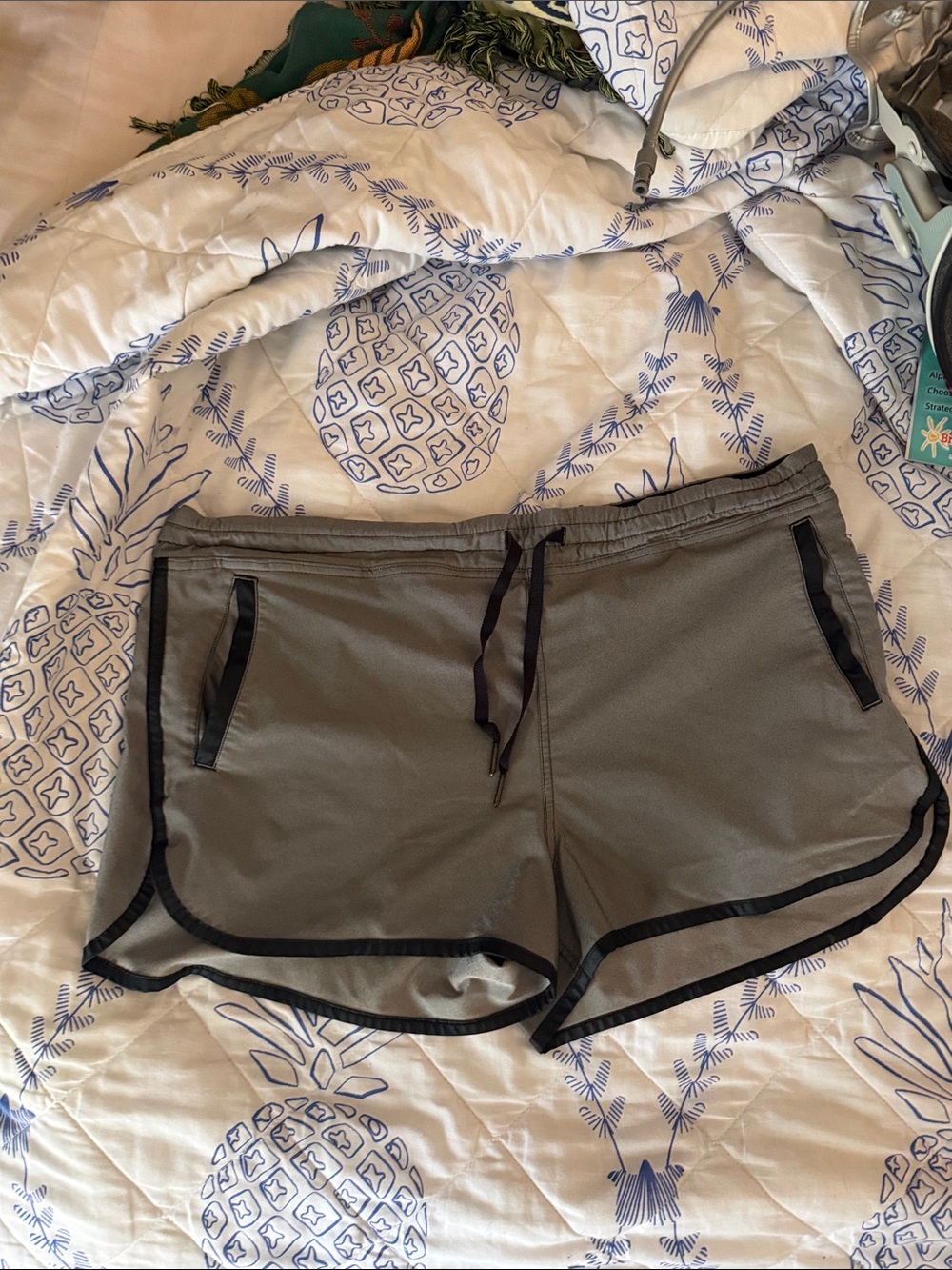 Women’s Gray Athletic Shorts with Black Trim